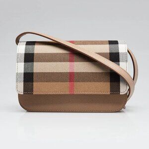 Burberry Chestnut Beige Check Canvas/Leather Madison Crossbody Bag